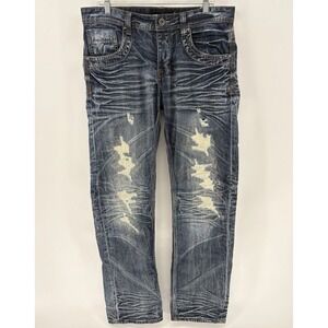 Fishbone Season 1 Distressed Whisker Jeans Straight Grunge Archive Y2K Men 34x34